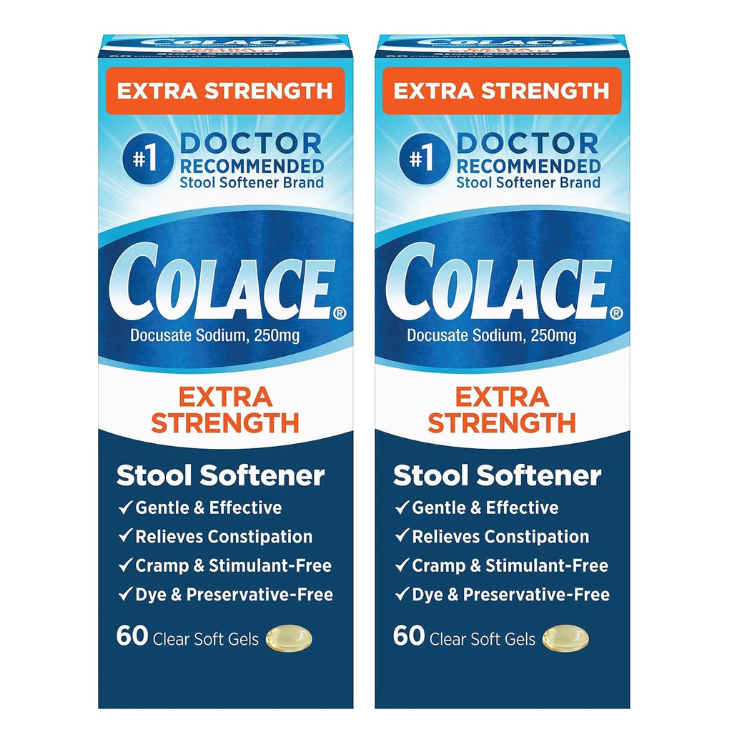 Colace Extra Strength Stool Softener – Gentle Relief, #1 Doctor-Recommended, 250 mg Docusate (Pack of 2)