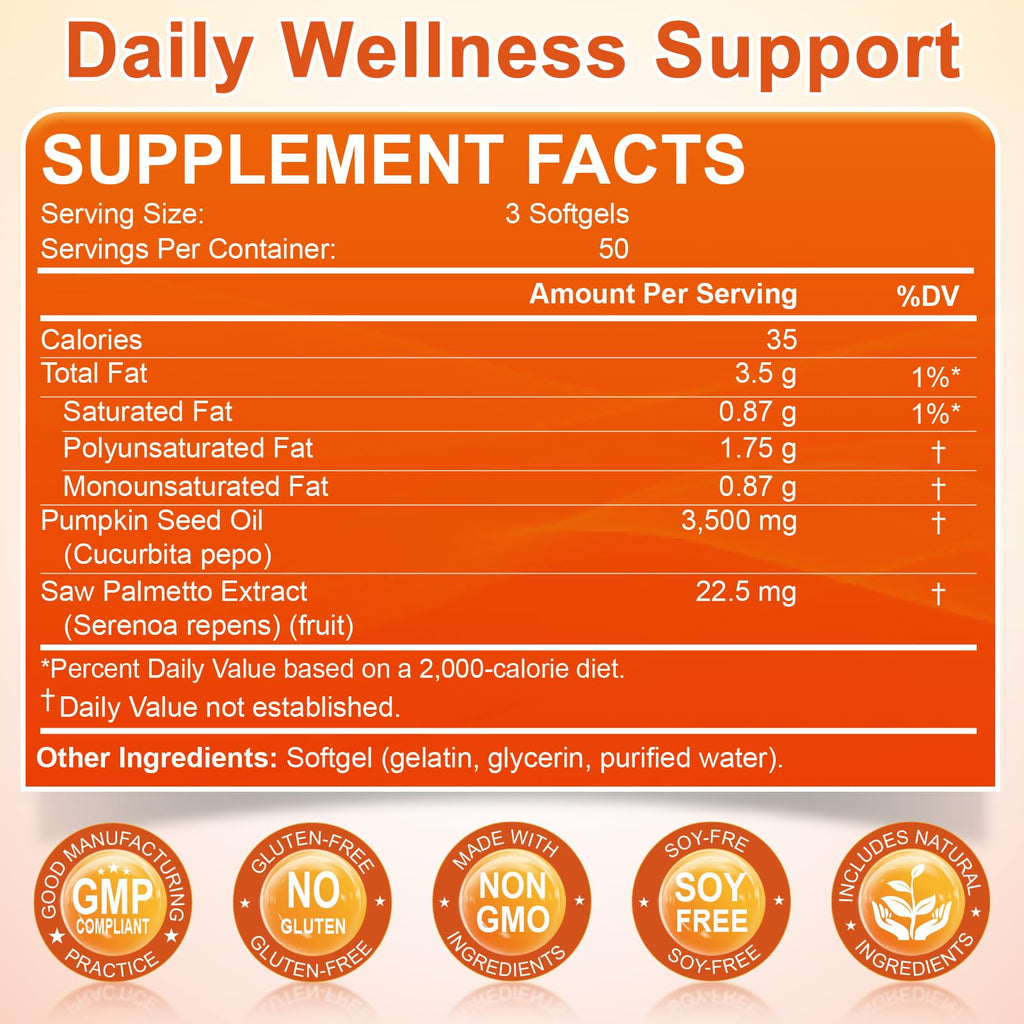 Pumpkin Seed Oil with Saw Palmetto – 3500mg Max Strength Softgels, 150 Count