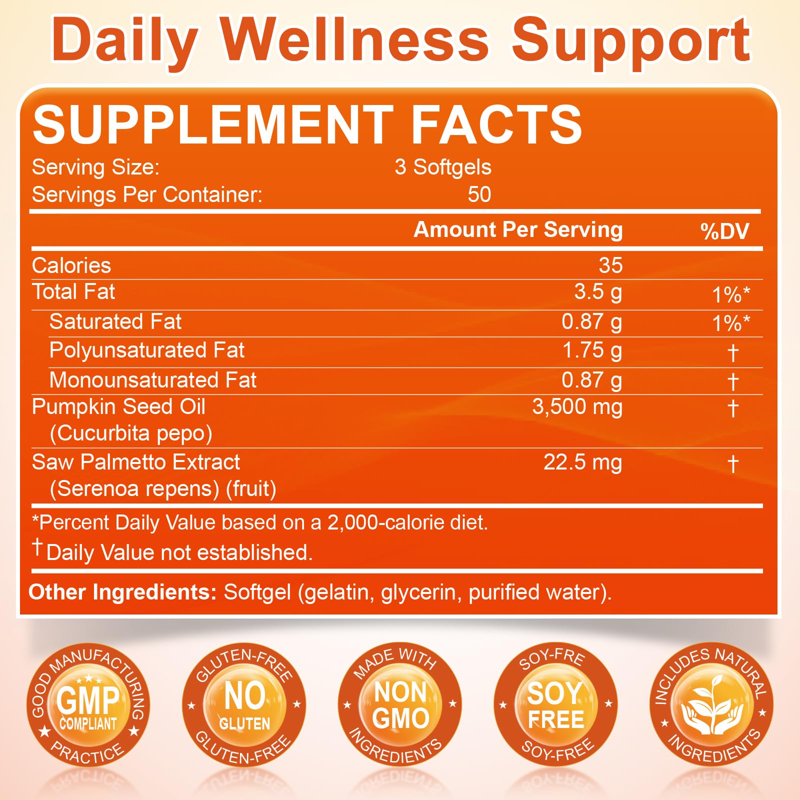 Pumpkin Seed Oil with Saw Palmetto – 3500mg Max Strength Softgels, 150 Count