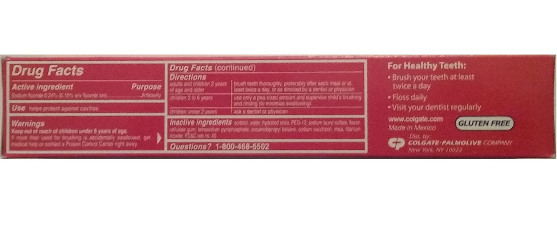 Colgate Anticavity Fluoride Toothpaste - Sparkling White Cinnamint (Gluten Free)
