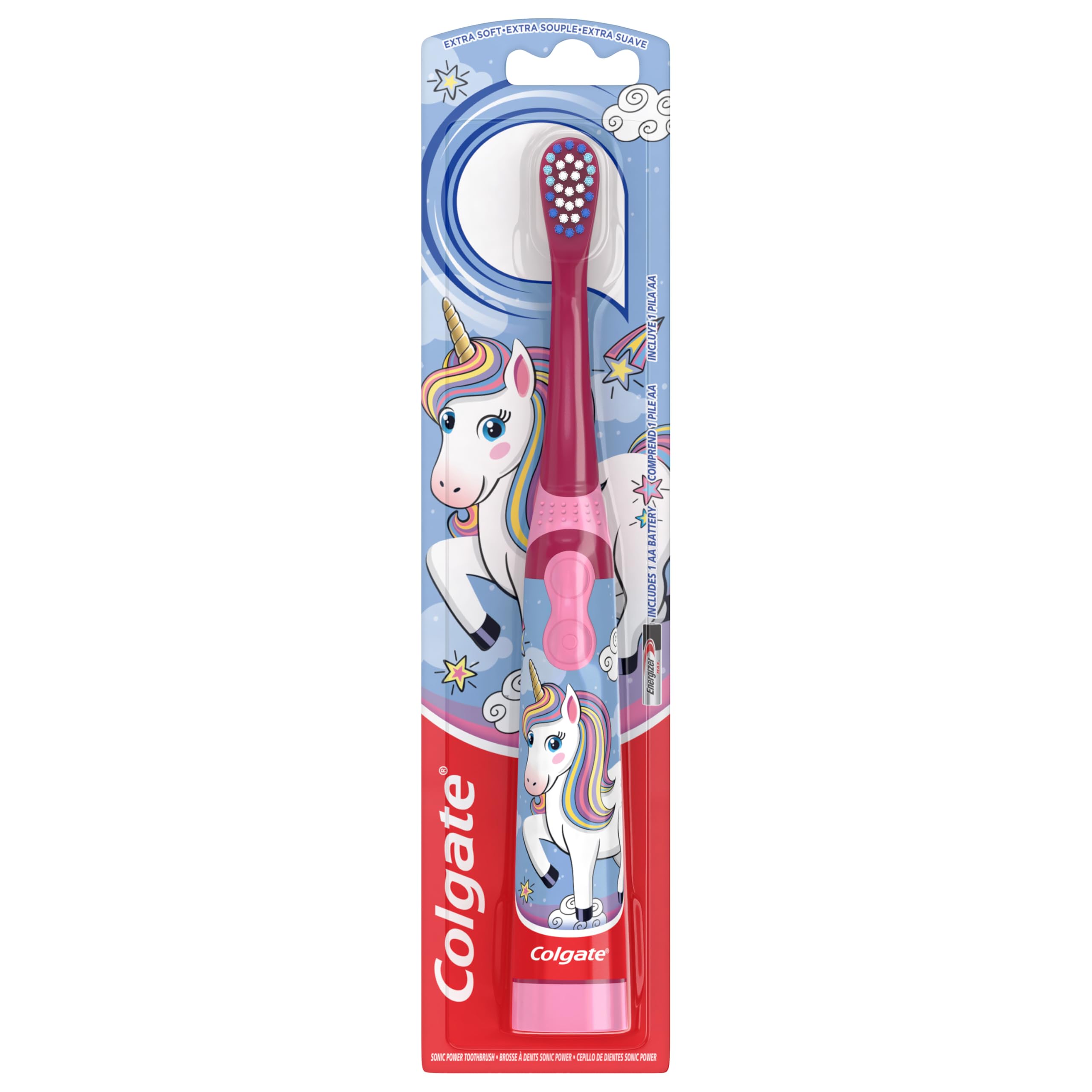 Colgate Kids Unicorn Battery Toothbrush – 3+ | Flat-Laying Handle