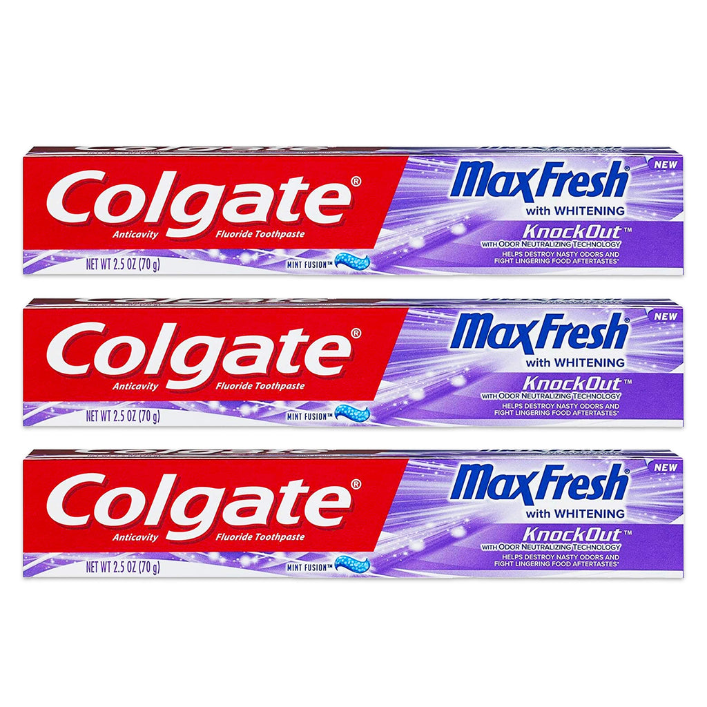 Colgate Max Fresh KnockOut Gel Toothpaste – 2.5 oz, 3-Pack | Fights Cavities & Whitens