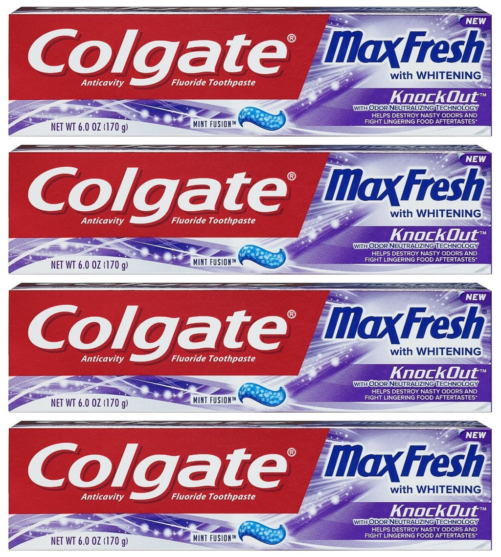 Colgate Max Fresh Knockout Toothpaste - Odor Neutralizing Technology - 6 oz Tubes (4-Pack)