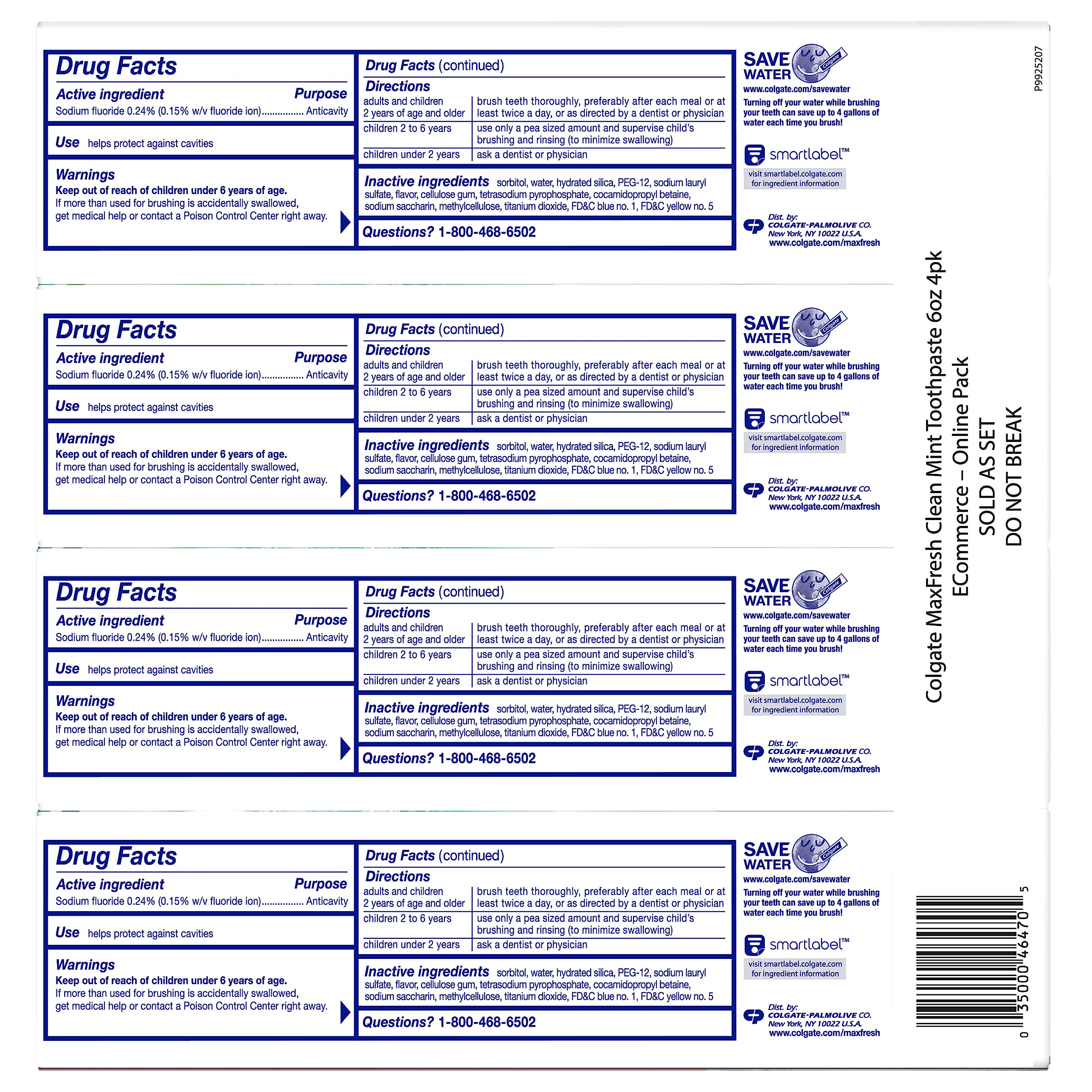 Colgate Max Fresh Whitening Toothpaste with Breath Strips - Clean Mint - 6 oz 4-Pack