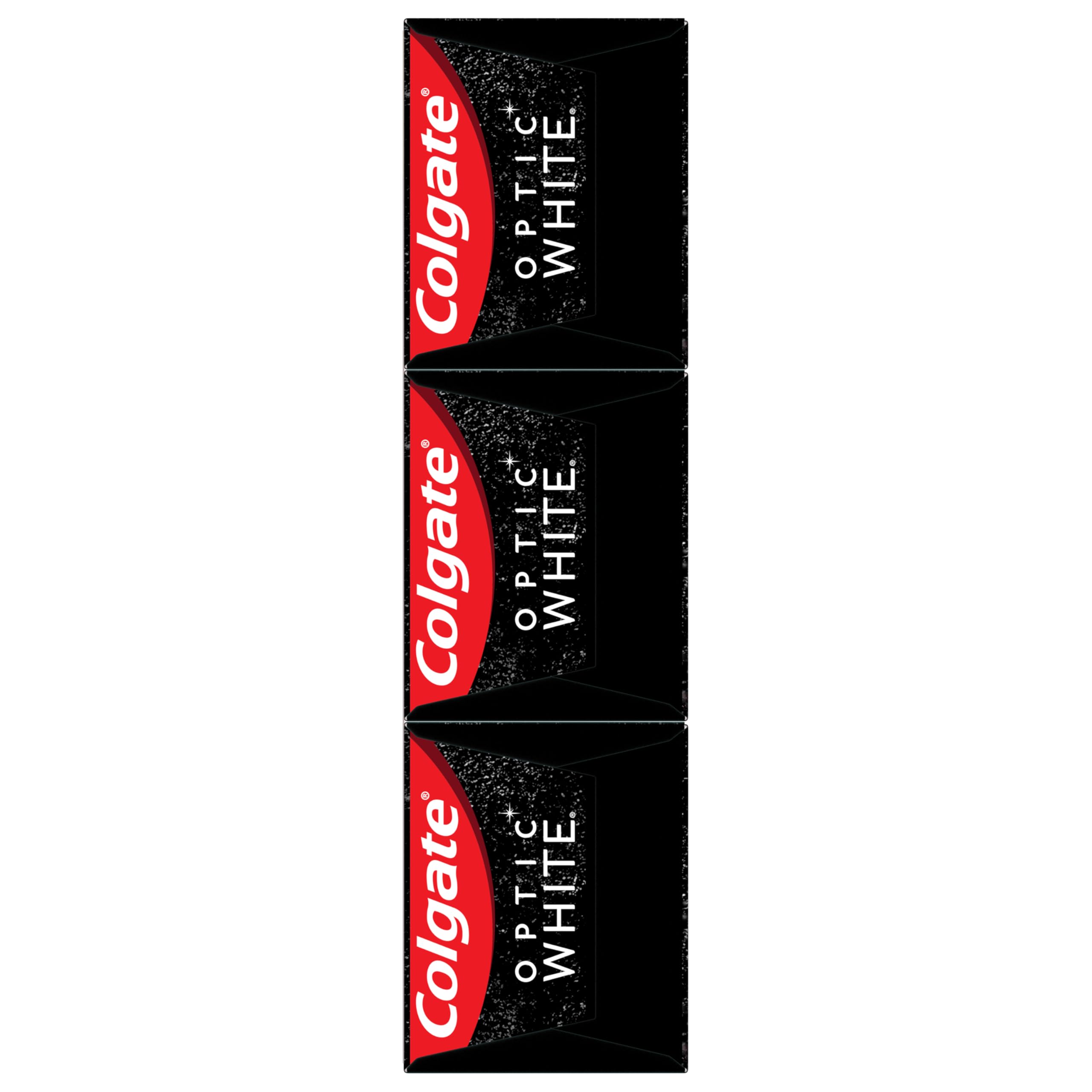 Colgate Optic White Charcoal Toothpaste, 3 Pack, Cool Mint - Enamel-Safe