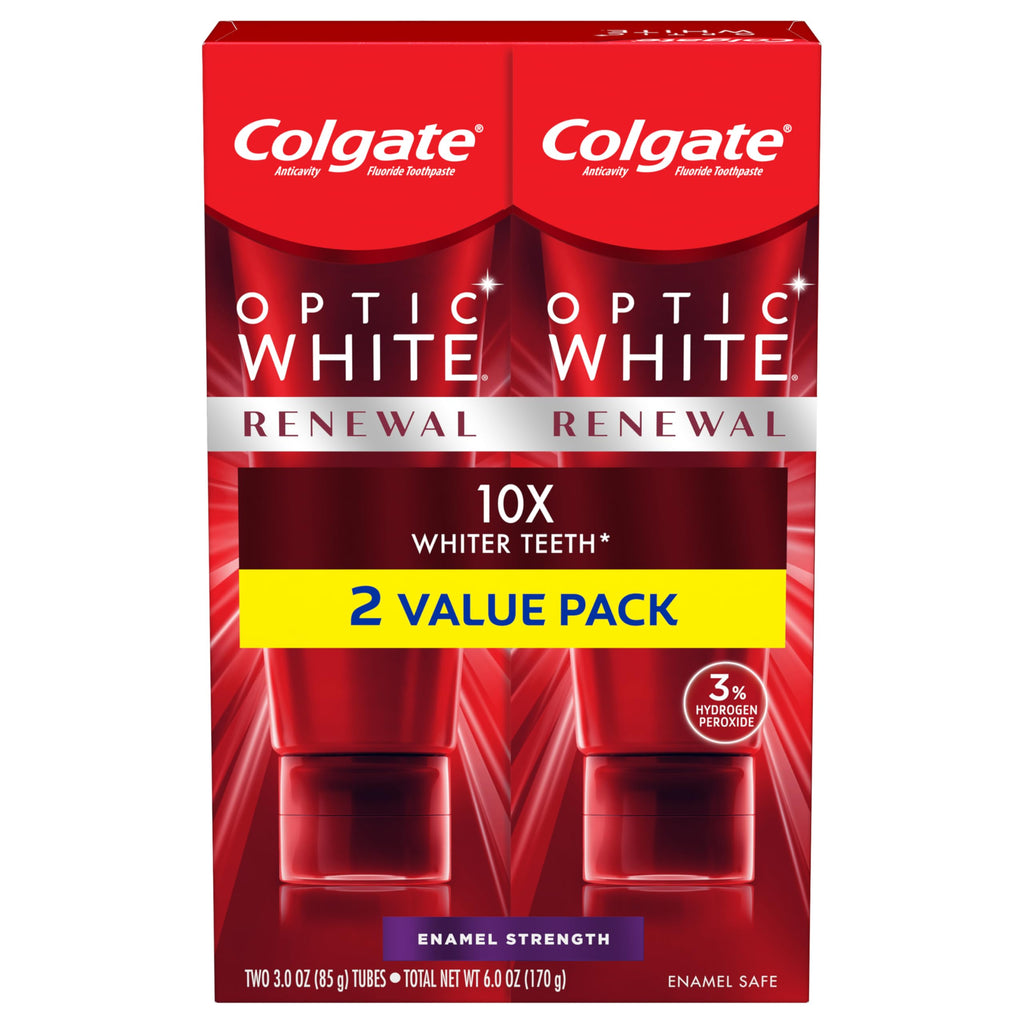 Colgate Optic White Renewal Toothpaste – Enamel Strength, 3 oz Tube, 2 Pack