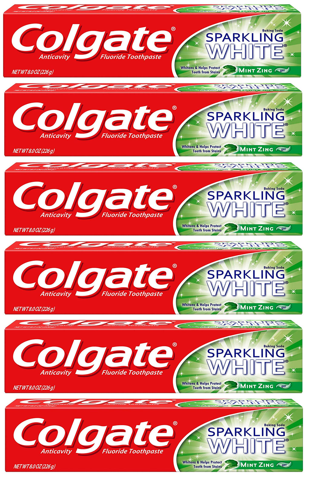 Colgate Sparkling White Whitening Toothpaste, Mint - 8 oz (6 Pack)