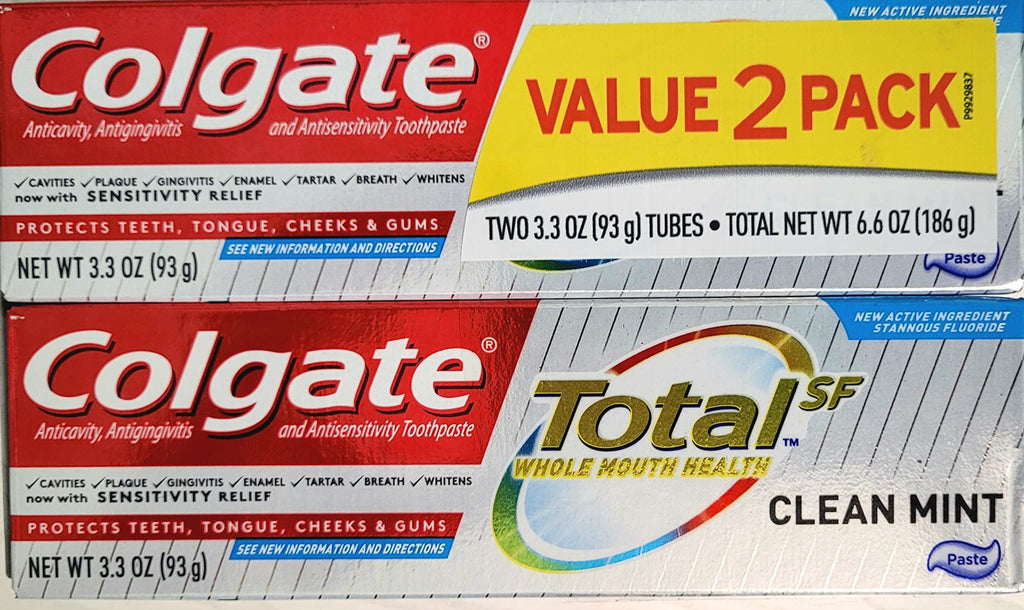Colgate Total Clean Mint Toothpaste 3.3 oz - 2-Pack (6.6 Fl Oz)