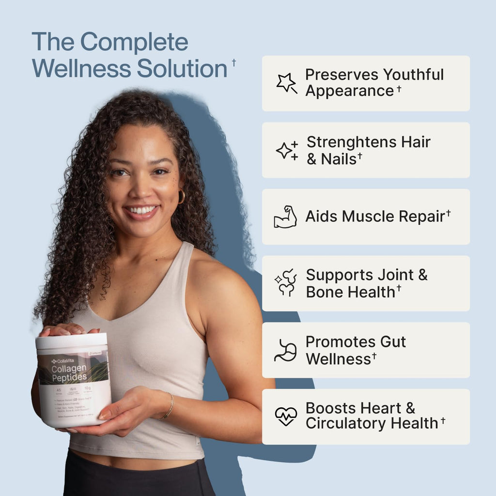 Colla Vita Collagen Peptides Powder – Grass-Fed, Hydrolyzed Type I & III, Unflavored 2 Pack (10 oz each, 30 Servings) | Hair, Skin, Nails & Joints
