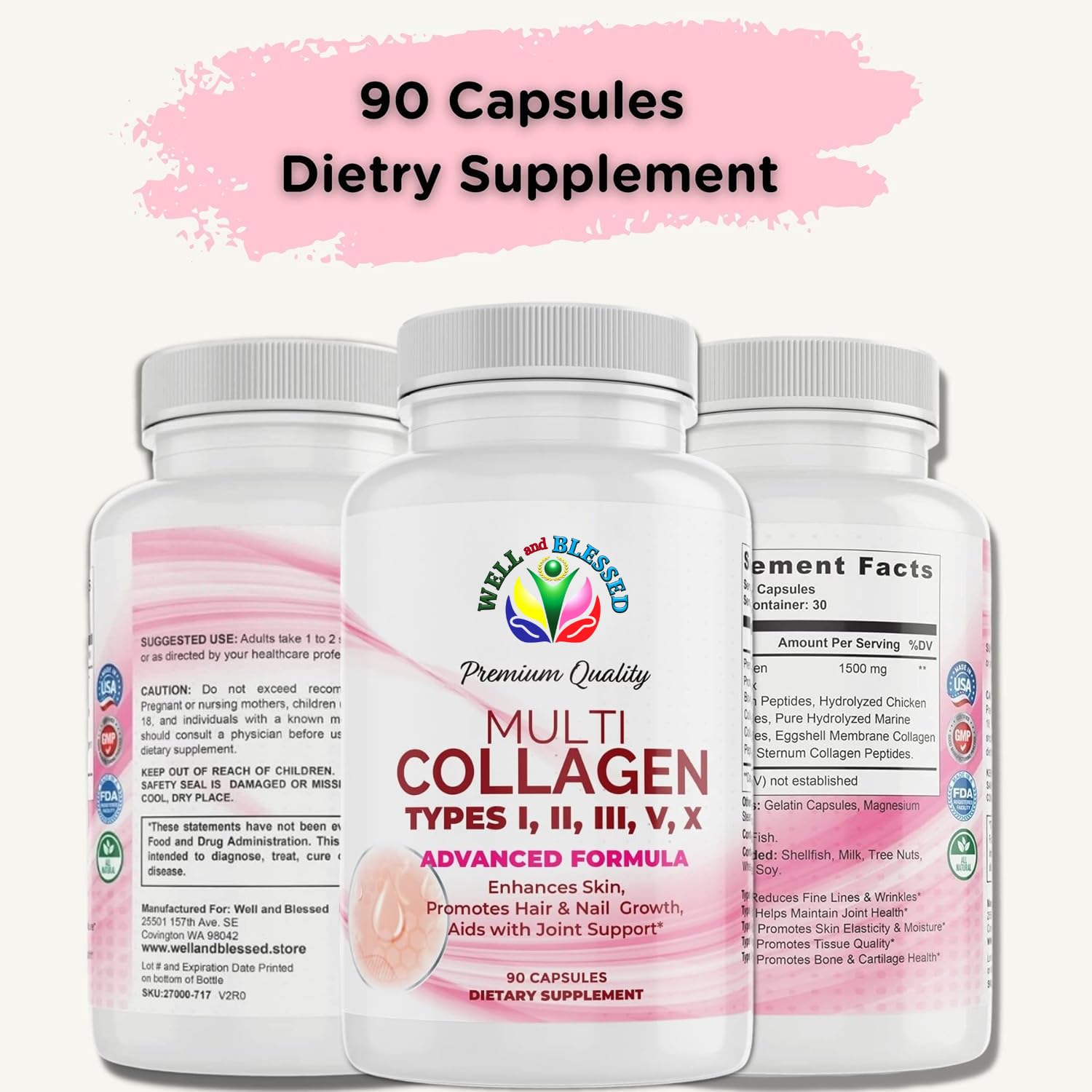 Multi Premium Collagen for Women with Vitamin C - 90 Capsules