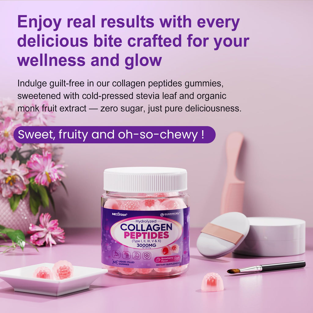 Collagen Gummies 3000mg for Women & Men - Multi-Collagen I-VX, Sugar Free