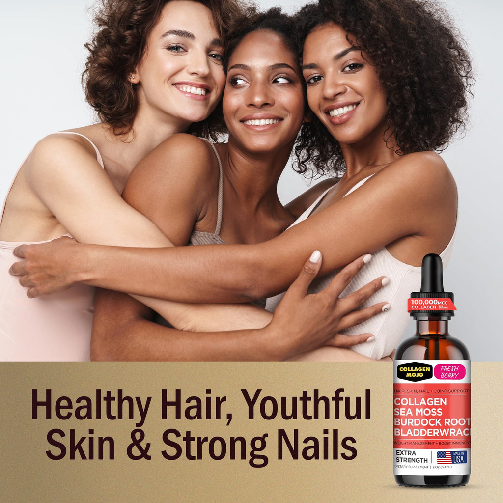 Collagen Mojo – Liquid Collagen for Women & Men | 100,000mcg, Hair, Skin, Nails, Joints
