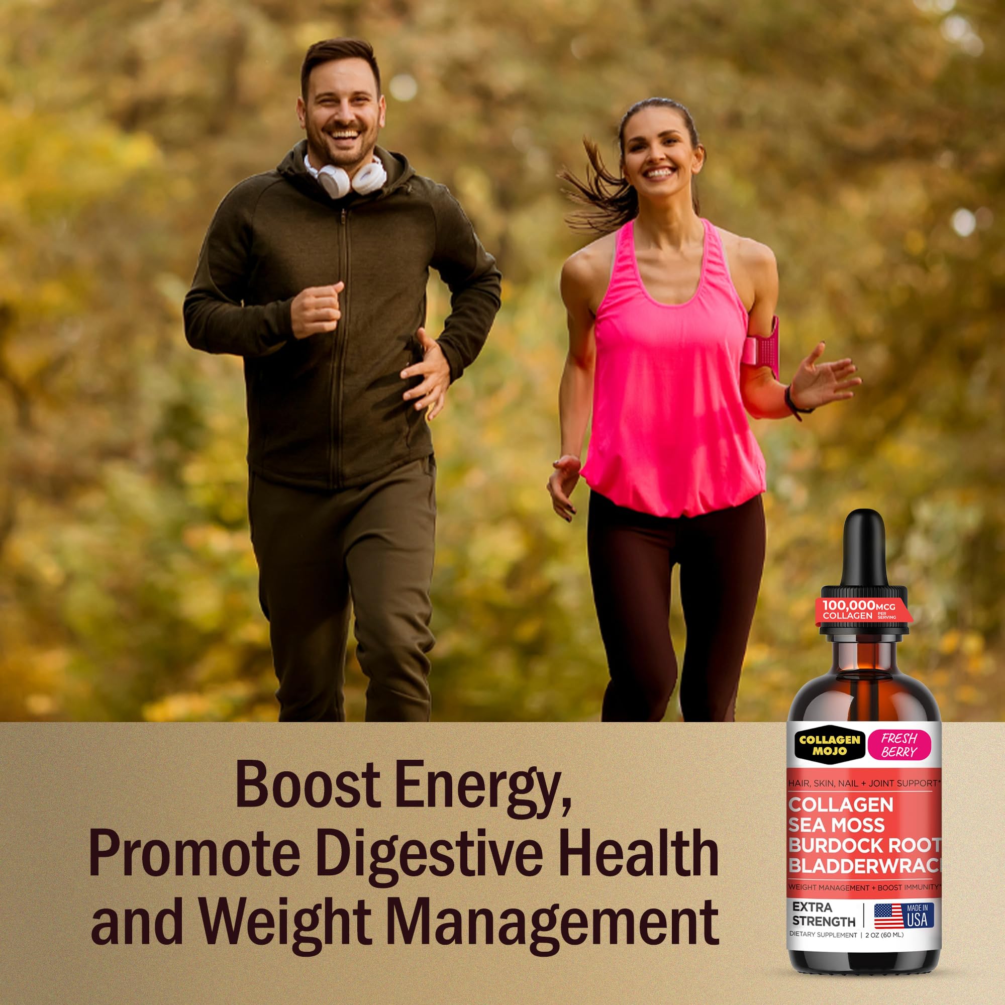 Collagen Mojo – Liquid Collagen for Women & Men | 100,000mcg, Hair, Skin, Nails, Joints