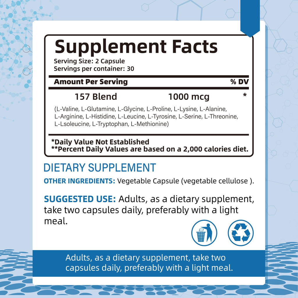Collagen Peptide Capsules 157 – 1000mg Amino Acids Supplement for Muscles & Gut
