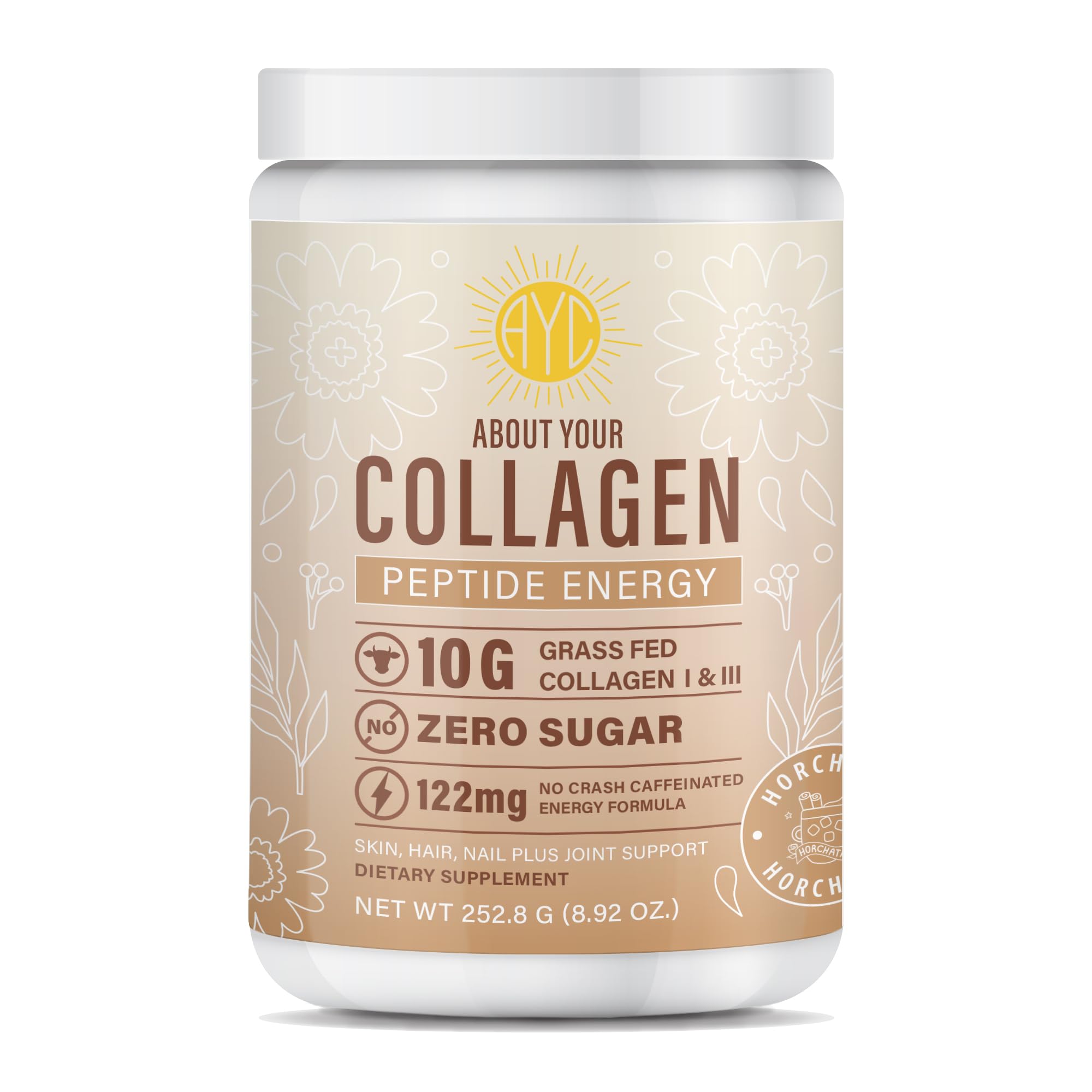 Collagen Peptide Energy Powder – Hair, Skin & Nails | Type I & III | Horchata 8.92 oz