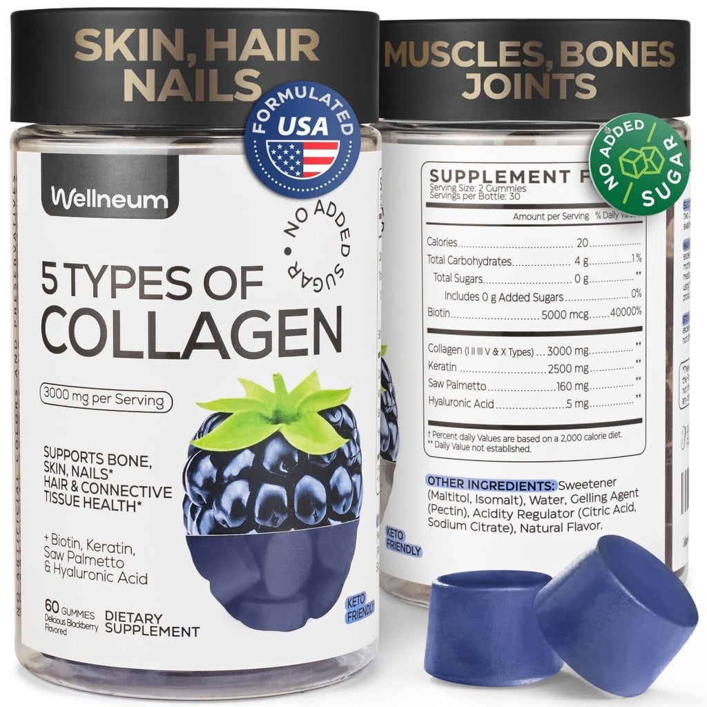 Collagen Peptide Gummies for Women & Men – Hair, Skin, Nails & Bones | Sugar Free