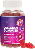 Collagen Peptides Gummies with Biotin 2500 mcg - Multi-Collagen Type I & III, Vitamin C & Zinc - 60 Gummies - Pomegranate