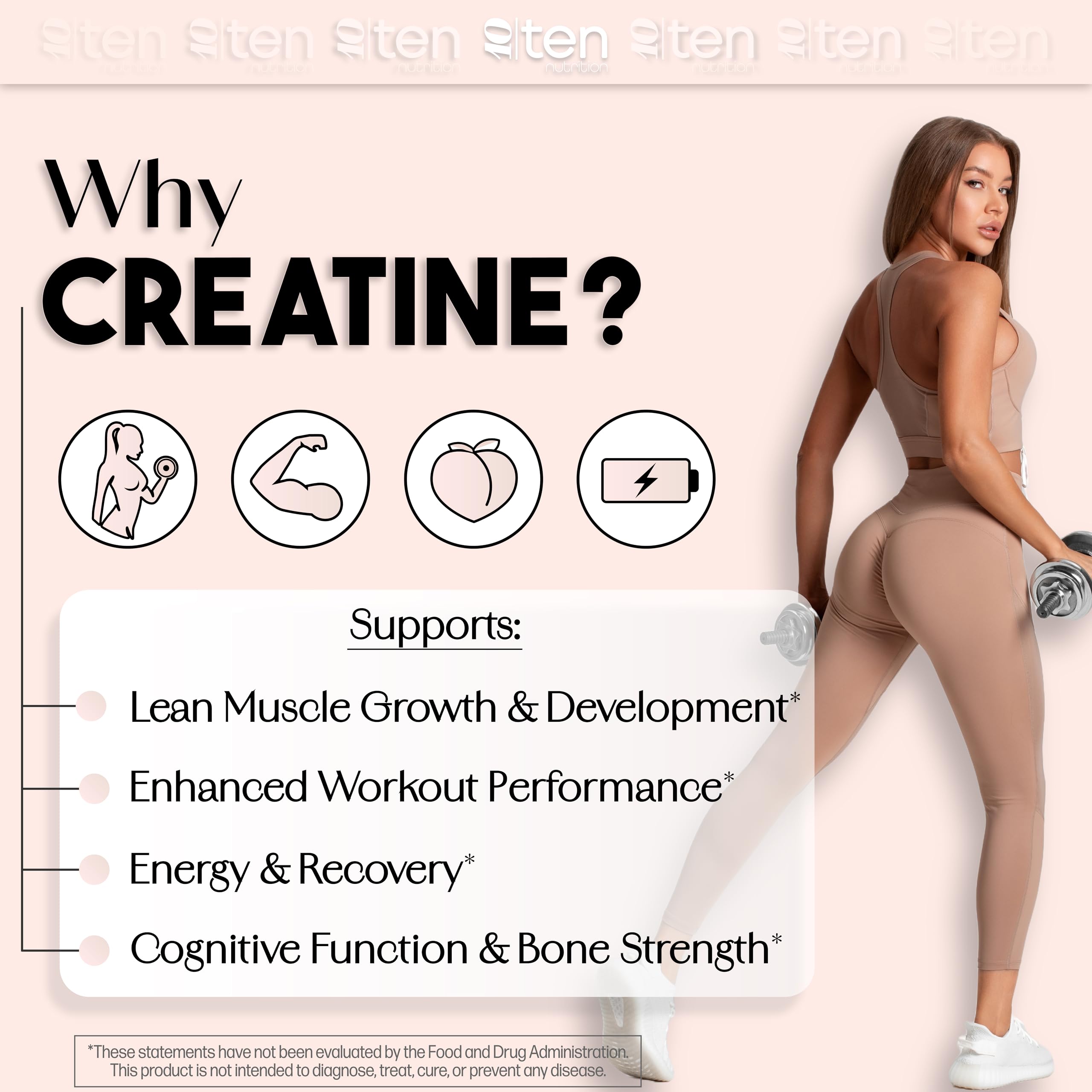 New - Creatine + Collagen for Women – Lean Muscle, Booty Gain, Energy & Recovery | 5g Creatine Monohydrate + 5000mg Collagen Peptides, Unflavored, 30 Servings