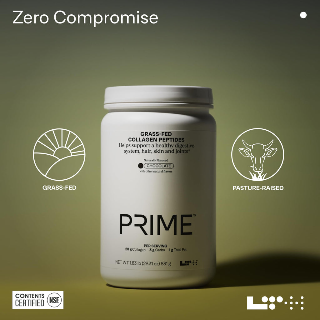 LTH Prime Collagen Peptides – Digestive Health, Joints, Hair & Skin | Grass-Fed Chocolate | 30 Servings