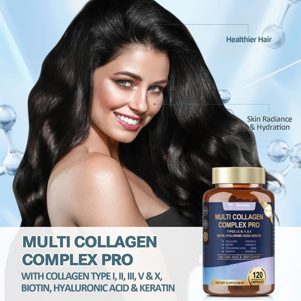 18-in-1 Collagen Pro with Hyaluronic Acid – Multi Collagen Peptides 120 Caps