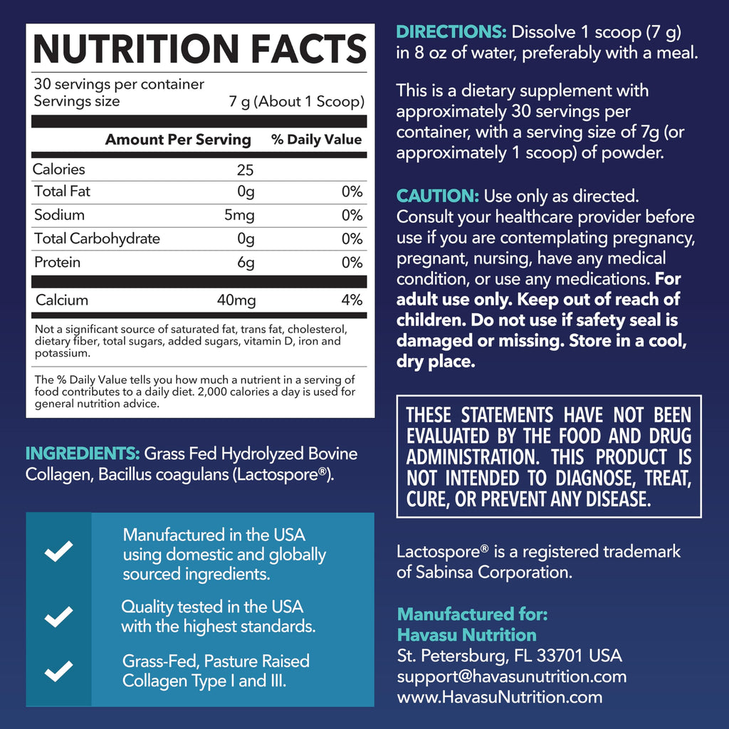 Collagen Peptides Powder with Probiotics | Grass-Fed Hydrolyzed Type I & III | Hair, Skin & Nails