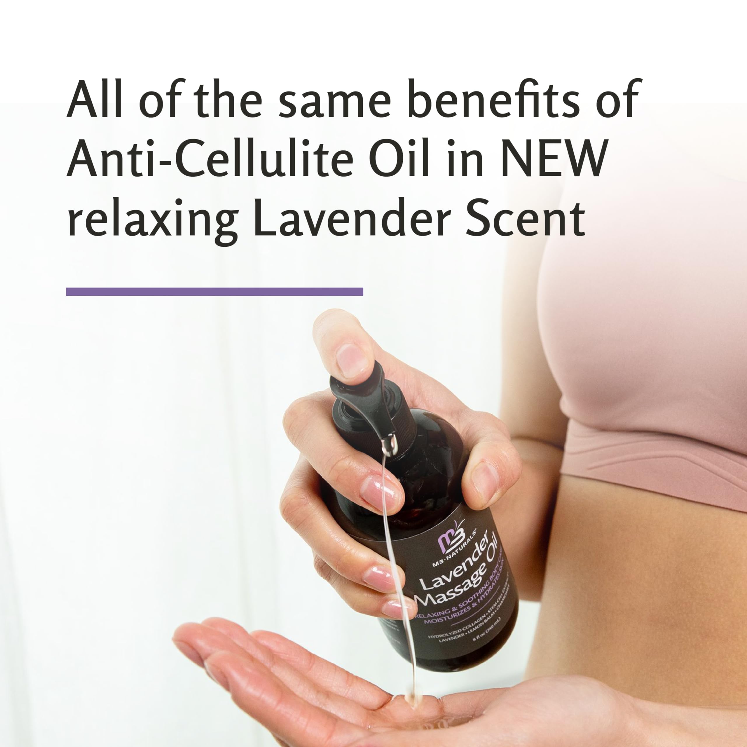 Lavender Massage Oil with Collagen & Stem Cells – M3 Naturals, 8 fl oz