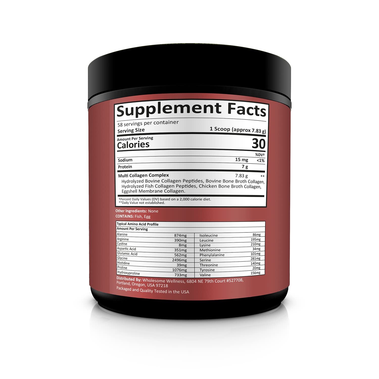 Wholesome Wellness Multi Collagen Powder – Grass-Fed Type I II III V X