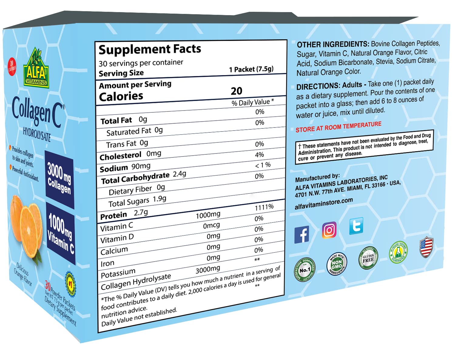 CollagenC Collagen Peptides Hydrolysate – 30 Sachets | Immune, Skin, Hair, Nails & Joints