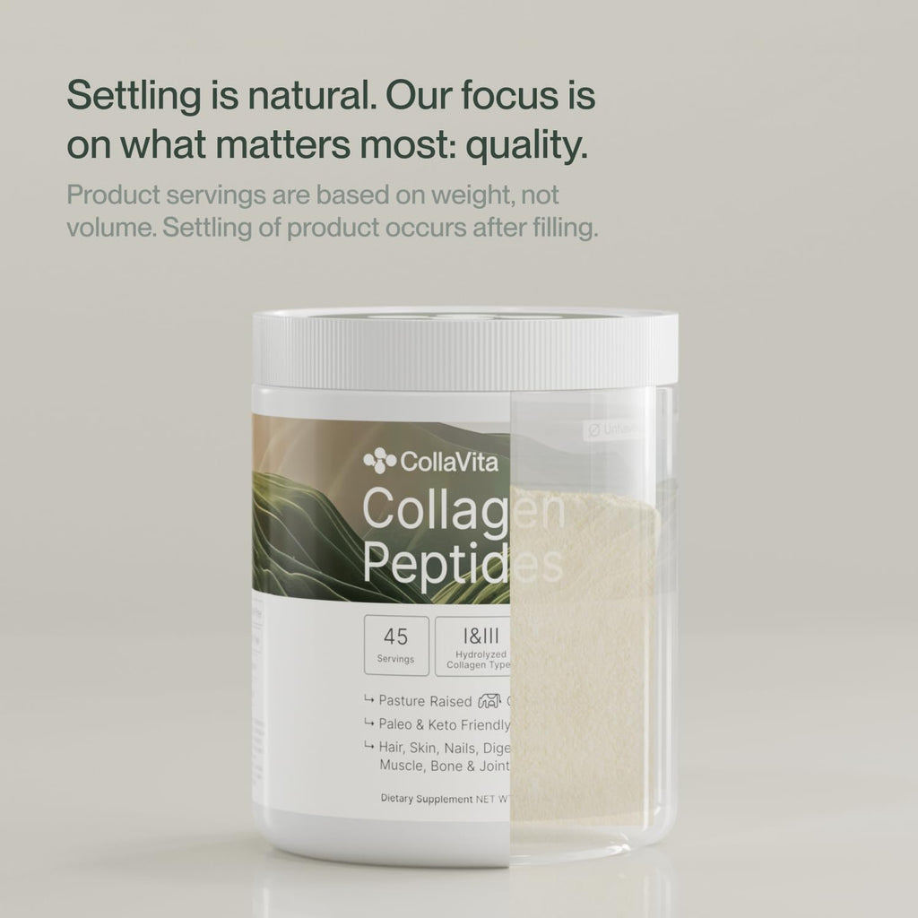 Colla Vita Grass-Fed Collagen Peptides Powder – Type I & III, Unflavored, 16 oz (45 Servings) – Hair, Skin, Nails & Joints
