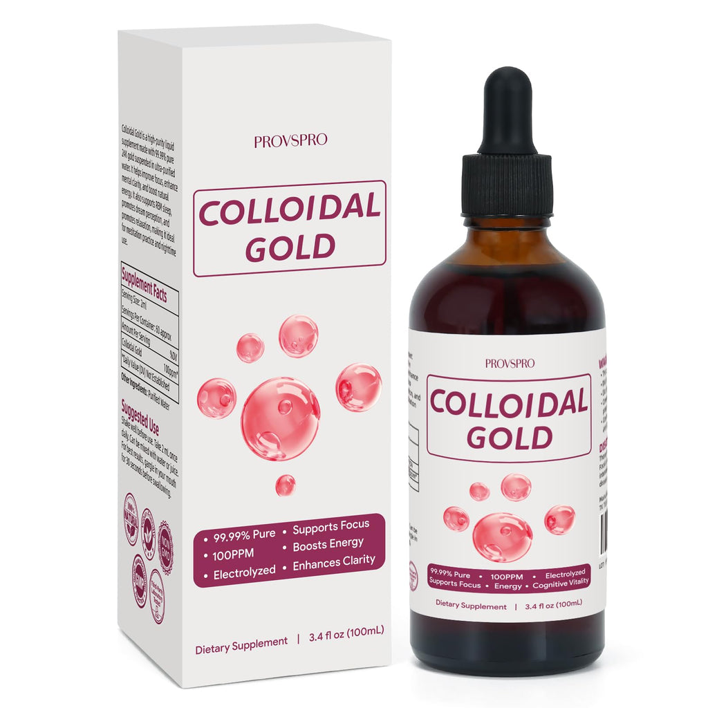 Colloidal Gold 100ppm – 24K Nano-Gold, Natural Electrolyte, 4 oz