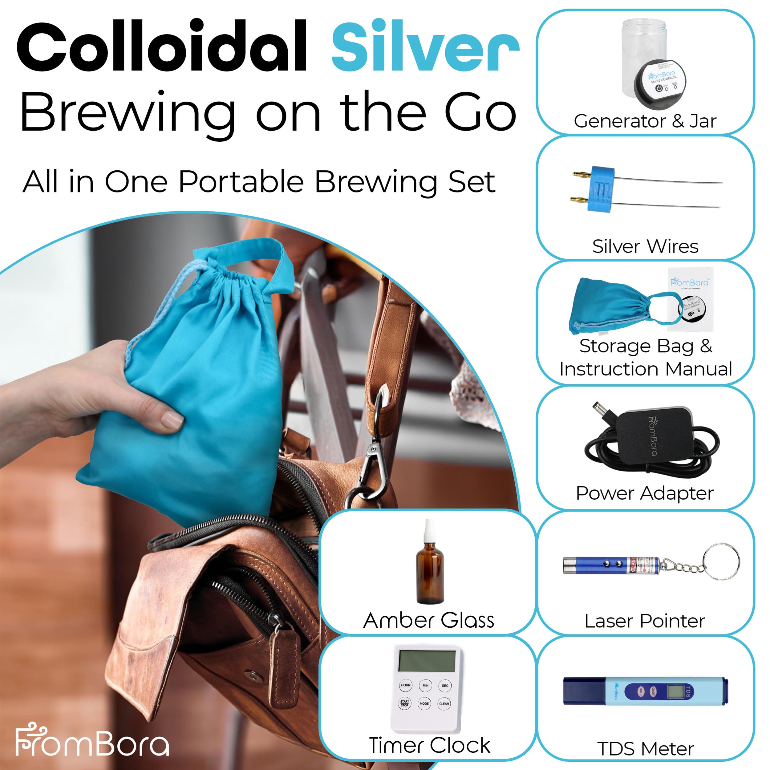 Colloidal Silver Generator Kit MAX – 99.99% Ag Rods, TDS Meter, Impure Water Indicator