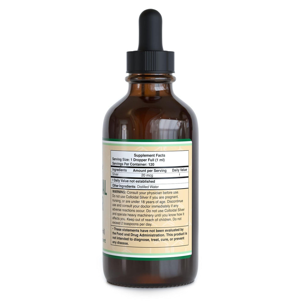 Colloidal Silver Liquid 20 PPM - 4 Fl Oz | Double Wood Supplements