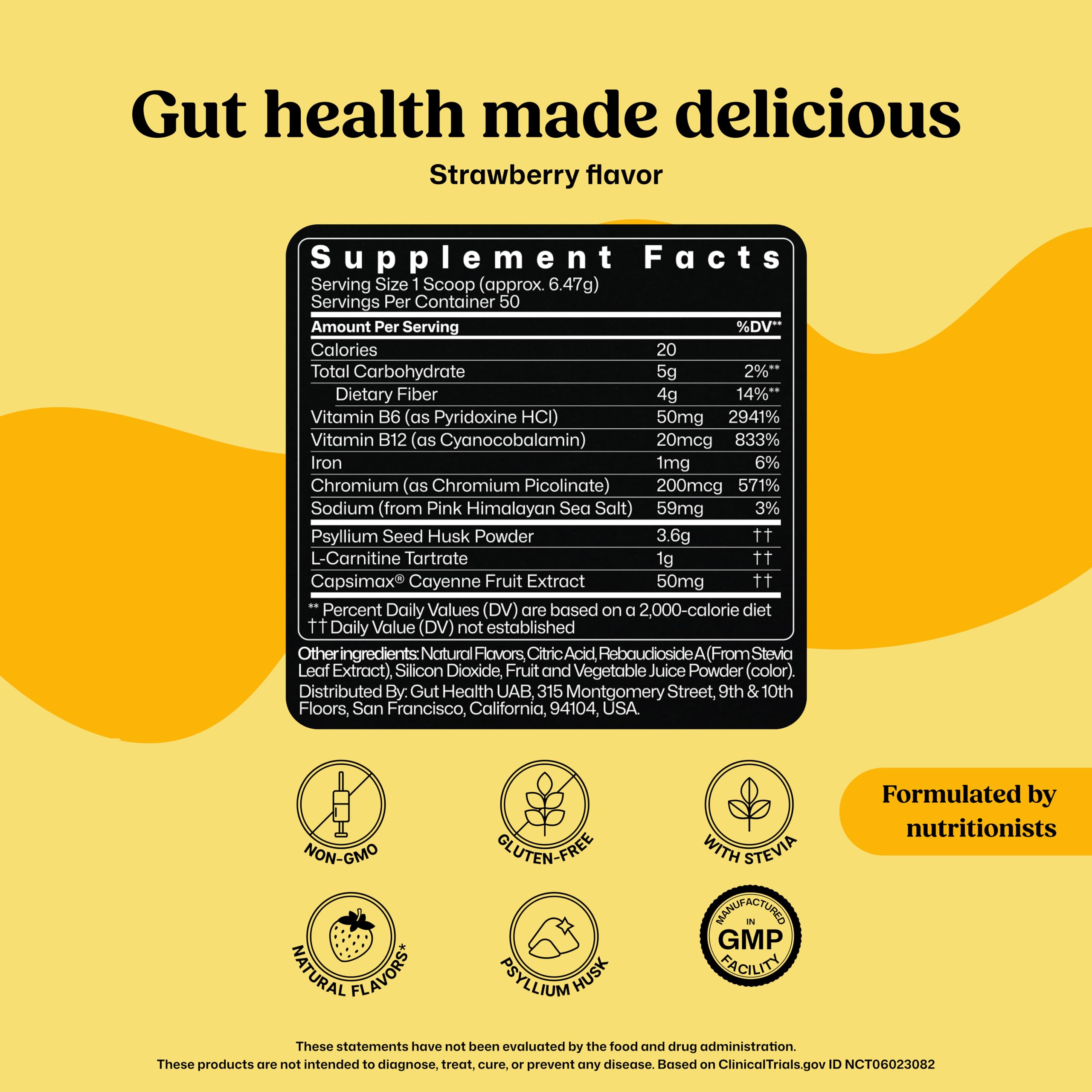 ColonBroom Premium Weight Management Supplement (Strawberry) - Psyllium Husk Fiber Powder Drink - Gluten Free, Non-GMO, 100 Servings