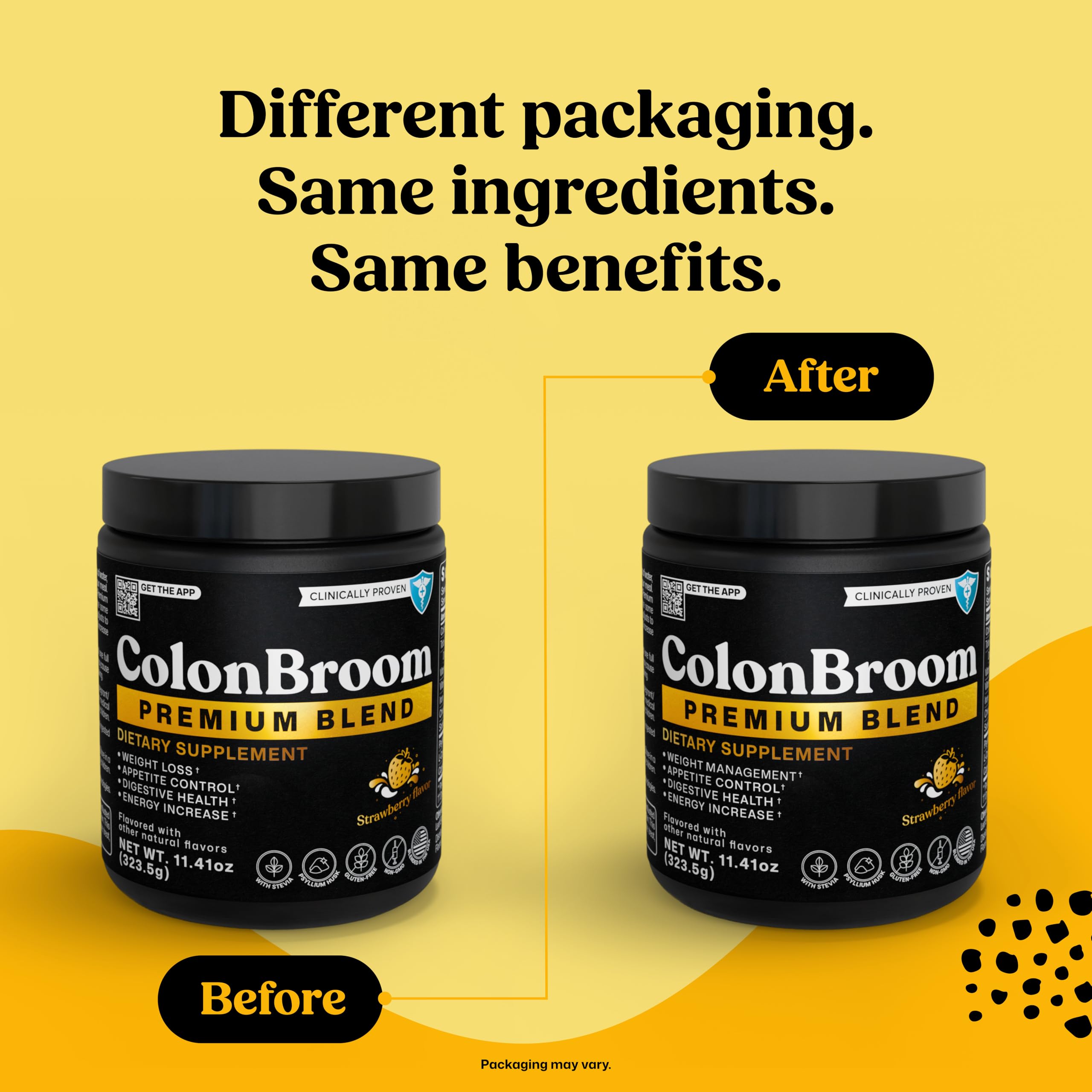 ColonBroom Premium Weight Management Supplement (Strawberry) - Psyllium Husk Fiber Powder Drink - Gluten Free, Non-GMO, 100 Servings
