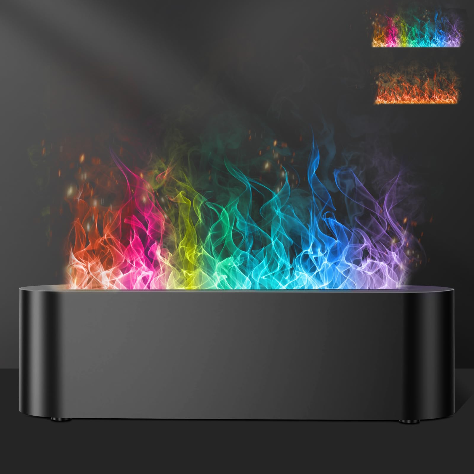 Colorful Flame Fire Diffuser Humidifier – 7-Color LED Oil Diffuser (150ml, Ultra-Quiet, Auto-Off)