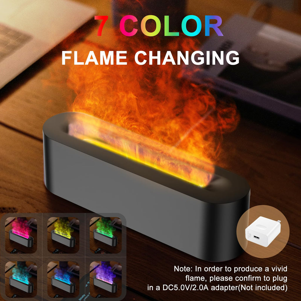 Colorful Flame Fire Diffuser Humidifier – 7-Color LED Oil Diffuser (150ml, Ultra-Quiet, Auto-Off)