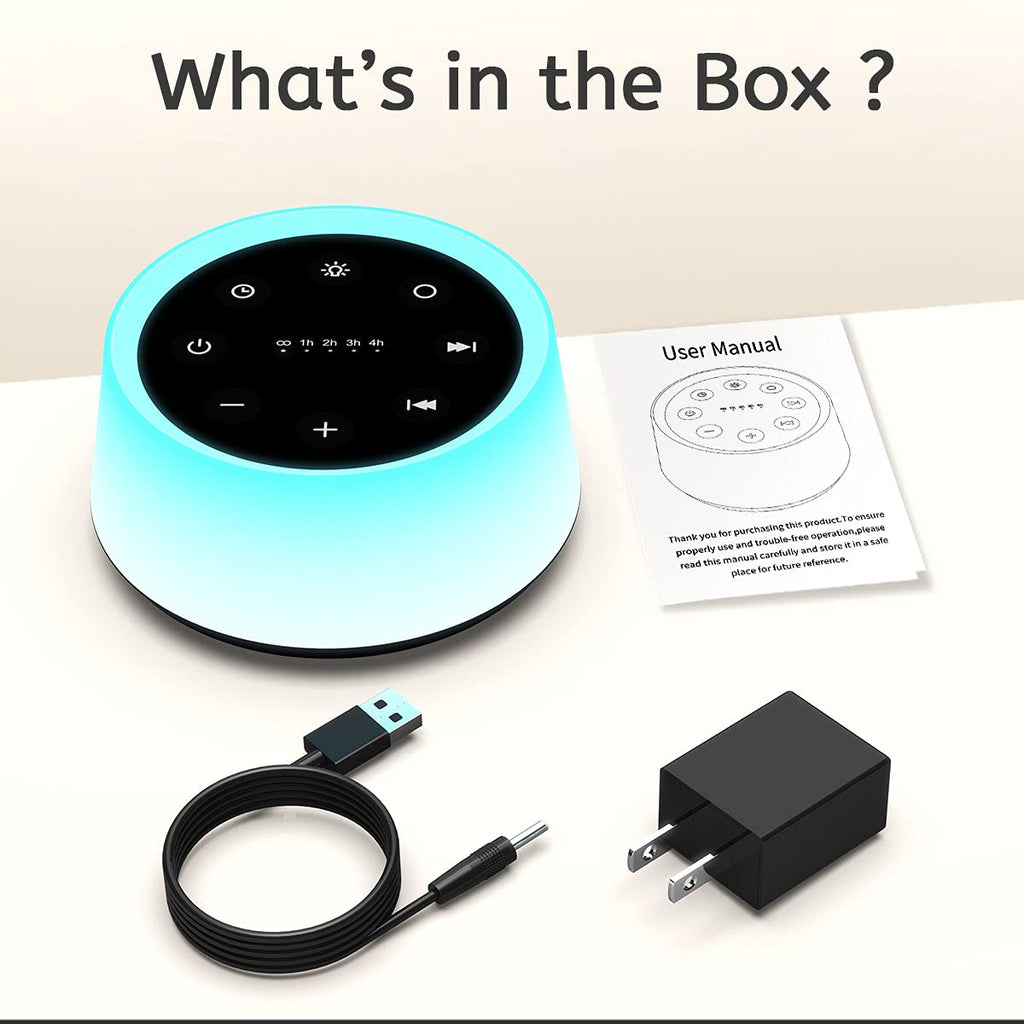 ColorsNoise Sound Machine with 30 Soothing Sounds, 12-Color Night Light, Memory Function (Black)