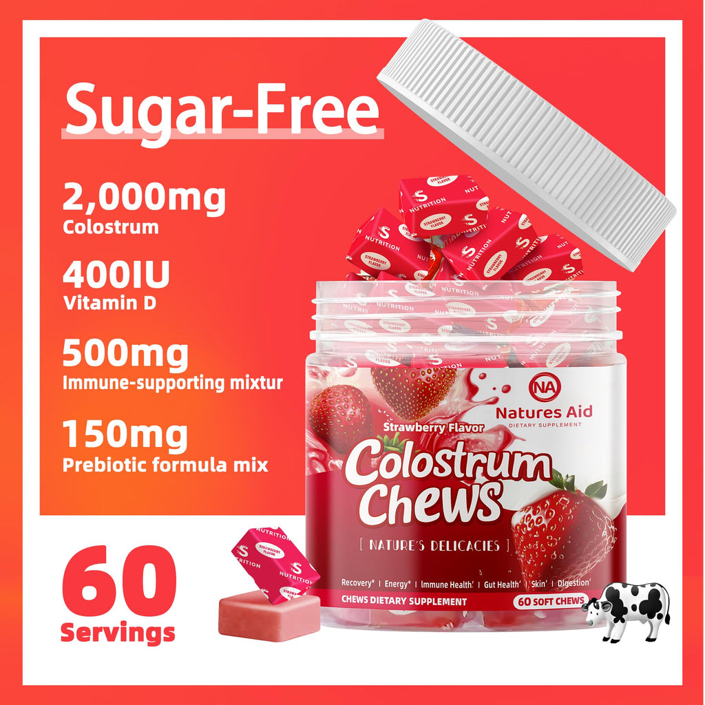 Colostrum Chews with Probiotics – Gut Health and Immunity (Strawberry)