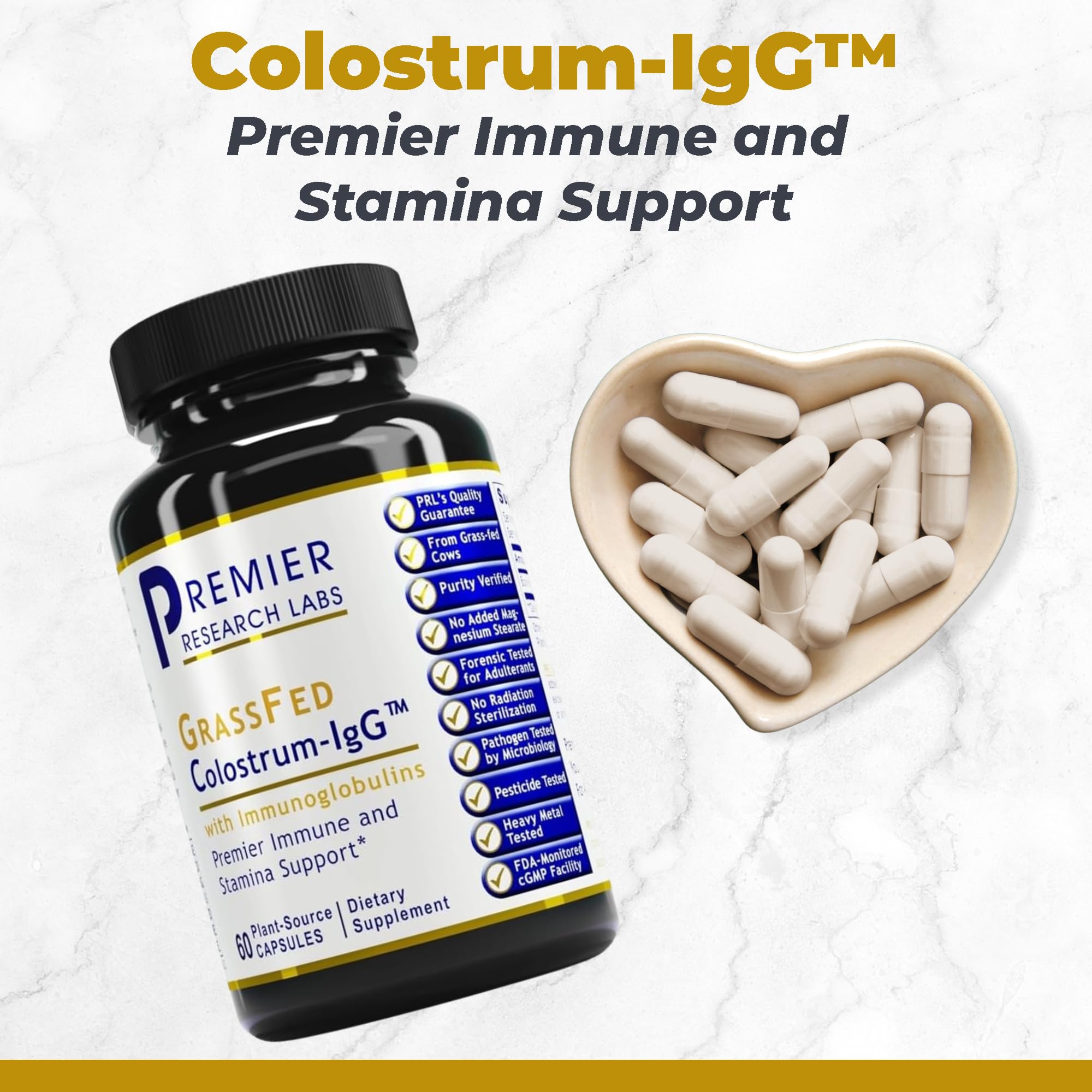 Premier Research Labs Colostrum-IgG - Bovine Colostrum for Immune Health | 60 Capsules