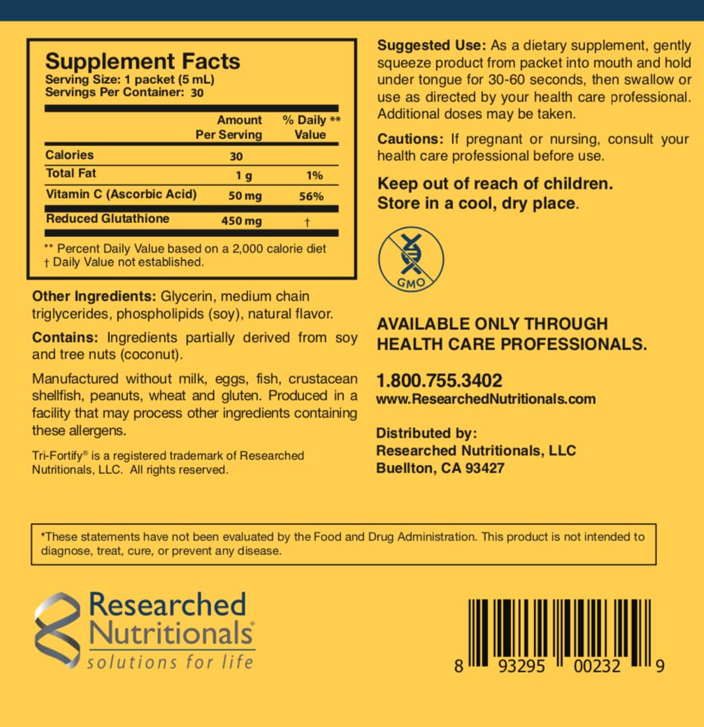 Researched Nutritionals Liposomal Glutathione 450mg + Colostrum & Mushrooms Immunity Duo – Enhanced Immunity Tri-Fortify + Transfer Factor Multi-Immune (2 Piece Set)