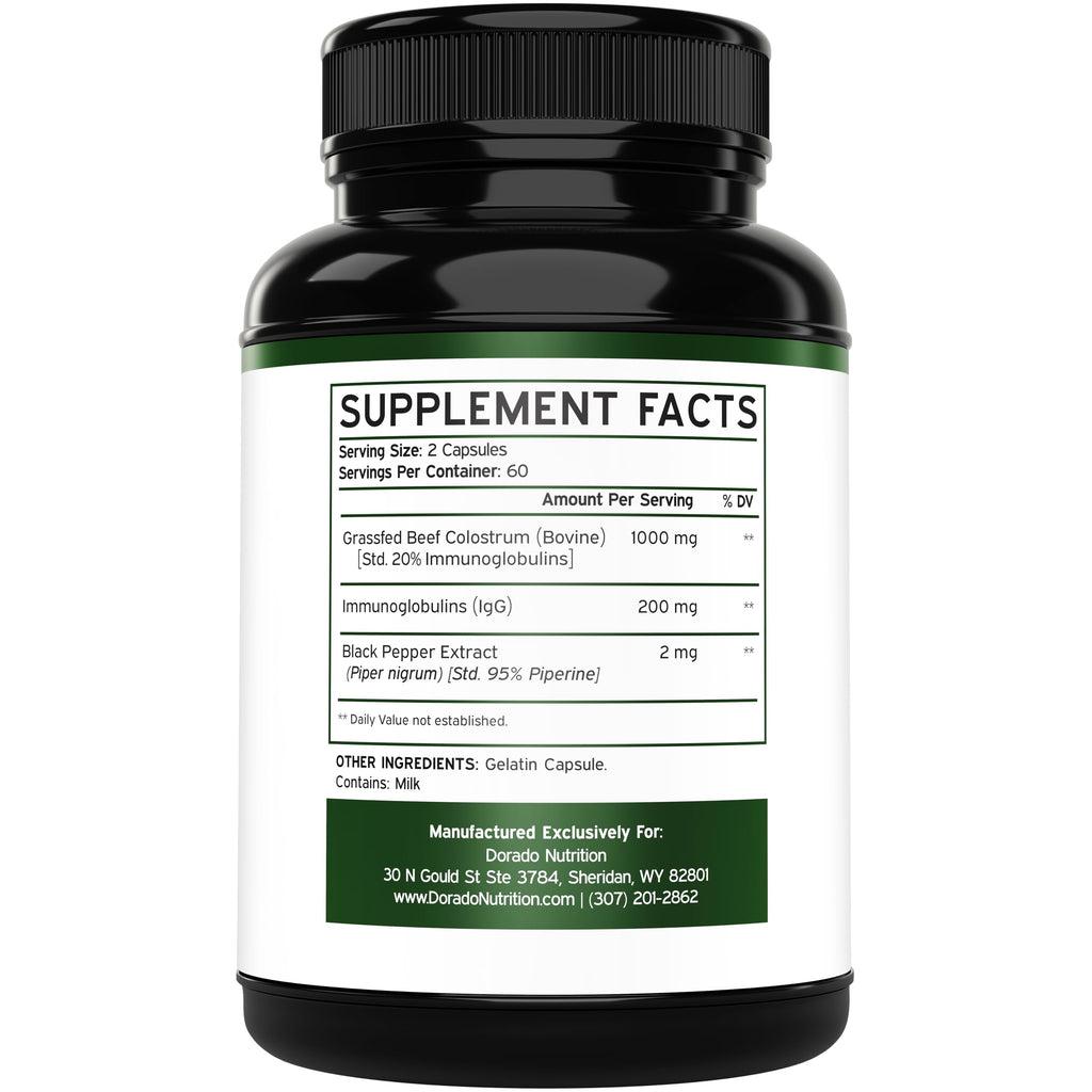 Colostrum Supplement 120 Count – 1000mg per Serving, Grass-Fed, USA Made, 20% IgG