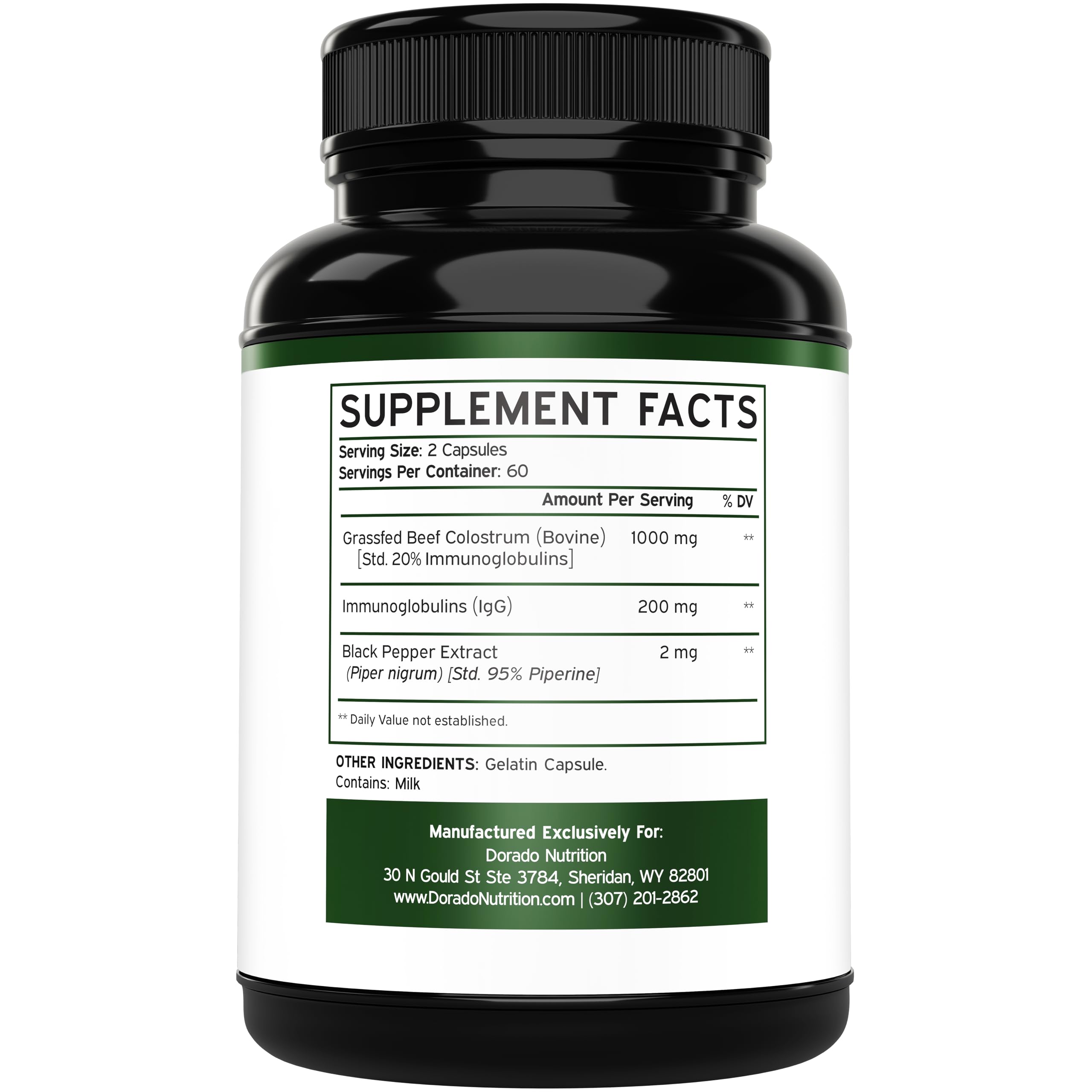Colostrum Supplement 120 Count – 1000mg per Serving, Grass-Fed, USA Made, 20% IgG