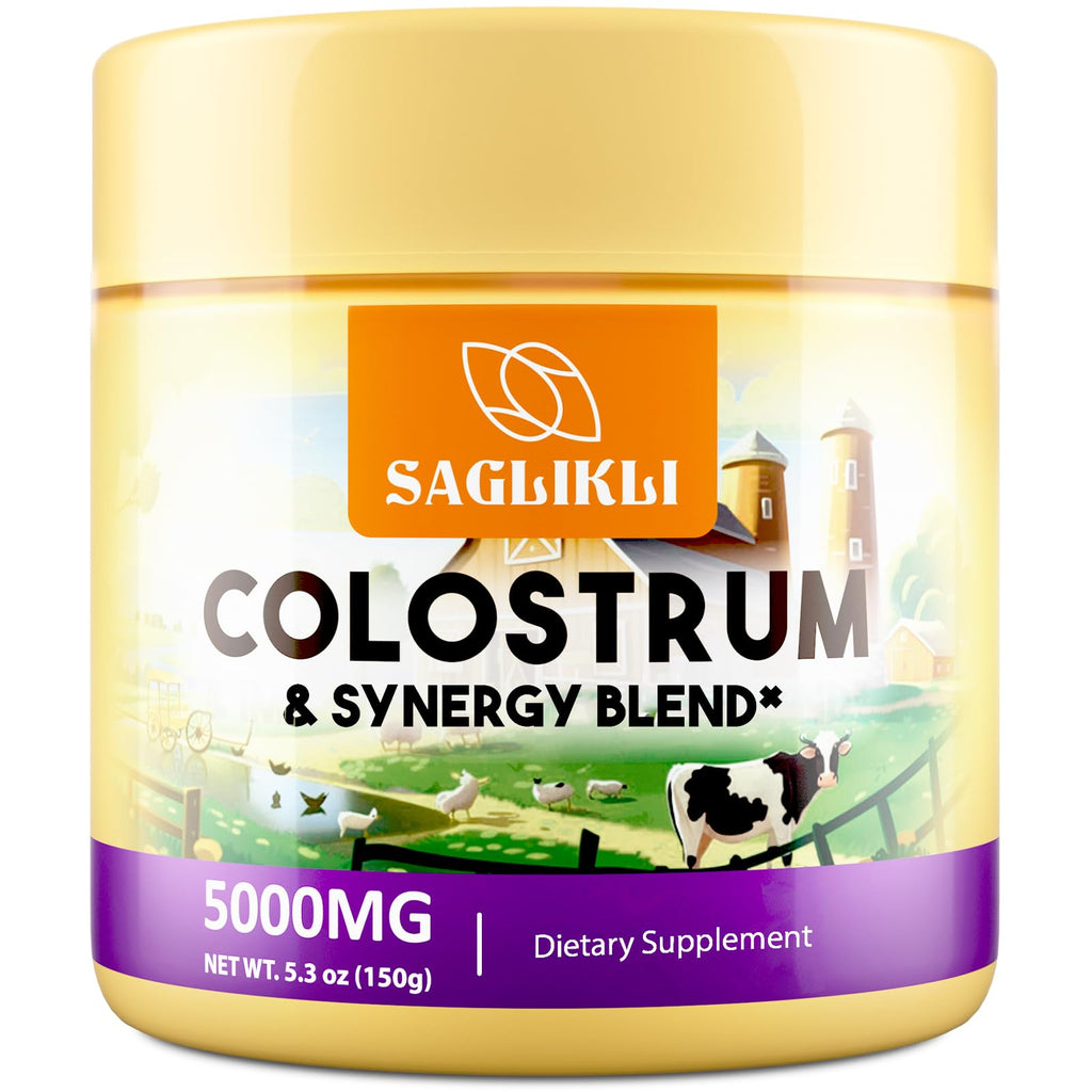 Colostrum Powder 5,000 mg – Grass-Fed Bovine with Prebiotics, Probiotics, Lactoferrin & PRP (30 Servings)