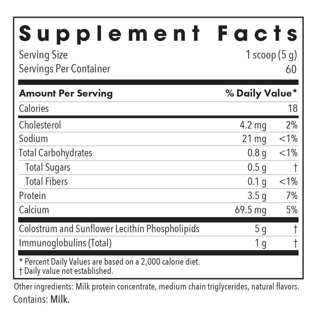 ARG Phospholipid Colostrum Supplement – Bovine Colostrum Powder, Sunflower Phospholipids, 60 Day Supply