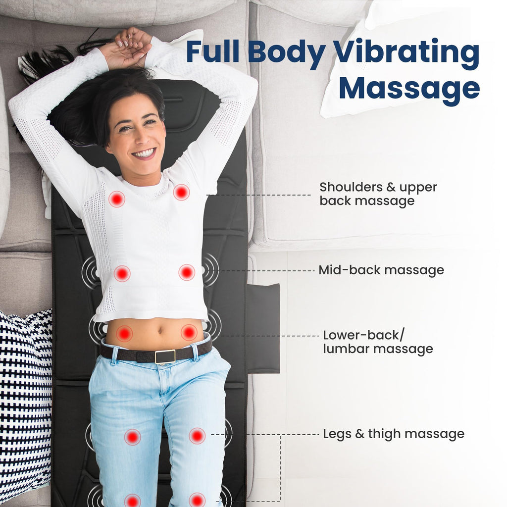 COMFIER Full Body Massage Mat with Heat — 10 Motors, 4 Heating Zones, Foldable