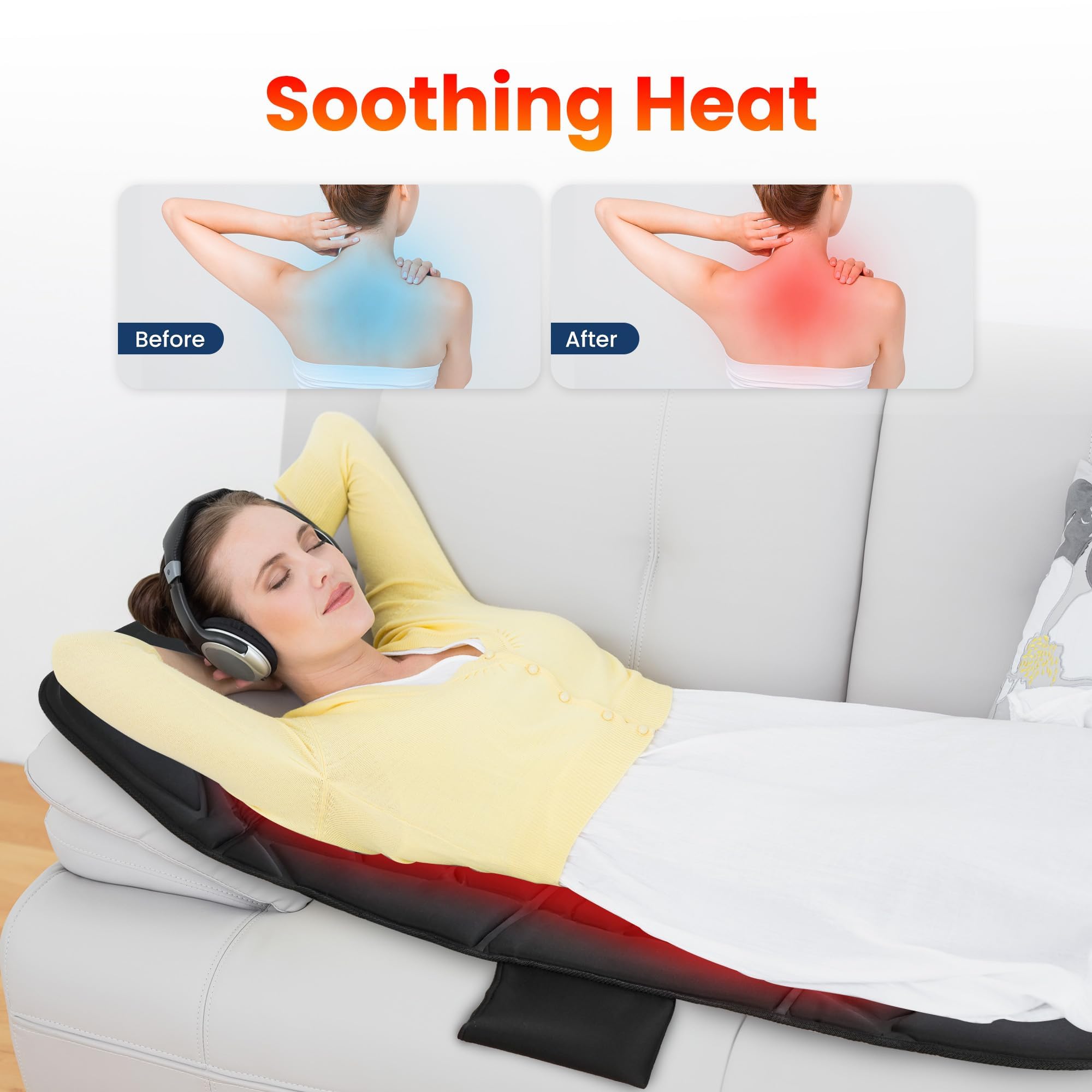 COMFIER Full Body Massage Mat with Heat — 10 Motors, 4 Heating Zones, Foldable