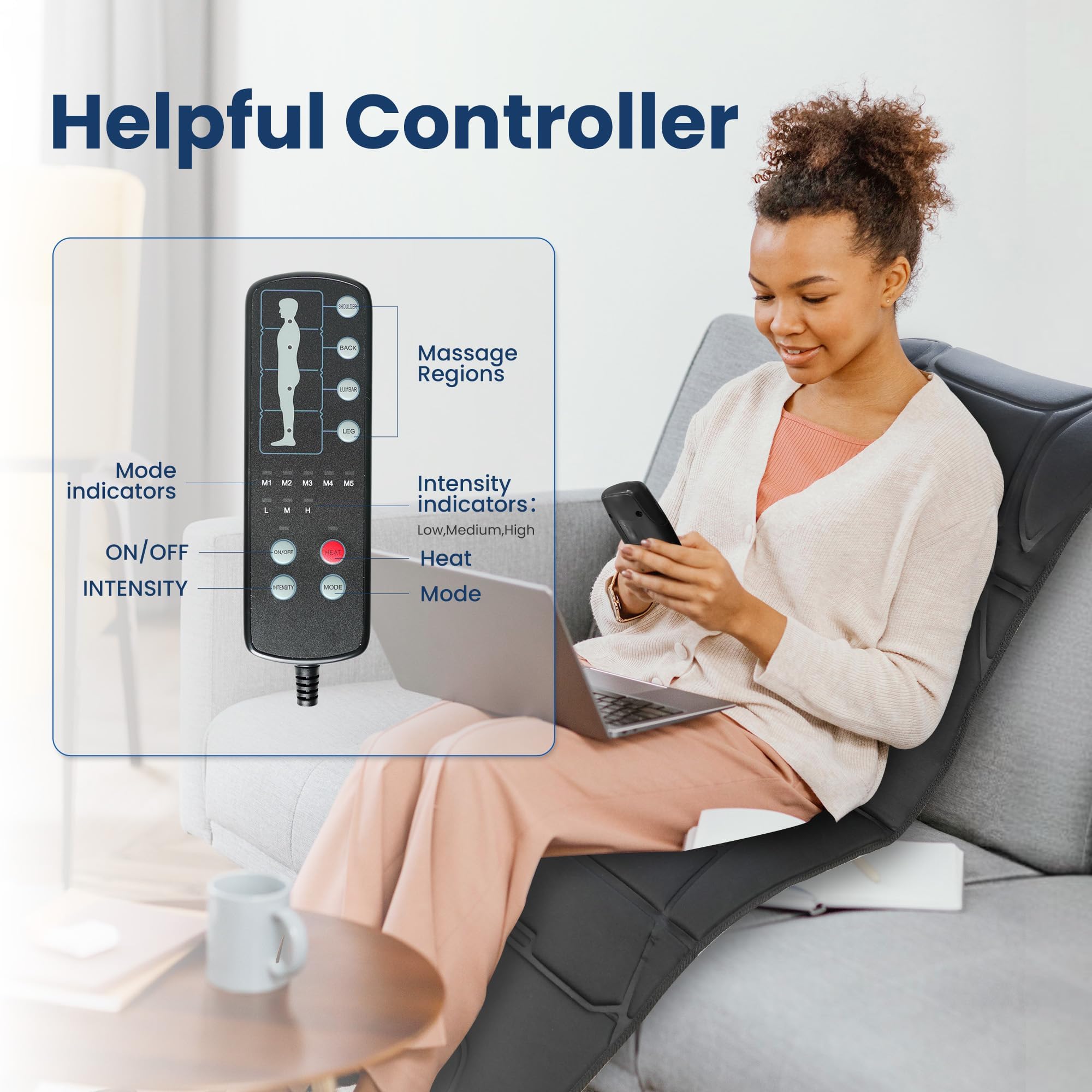 COMFIER Full Body Massage Mat with Heat — 10 Motors, 4 Heating Zones, Foldable