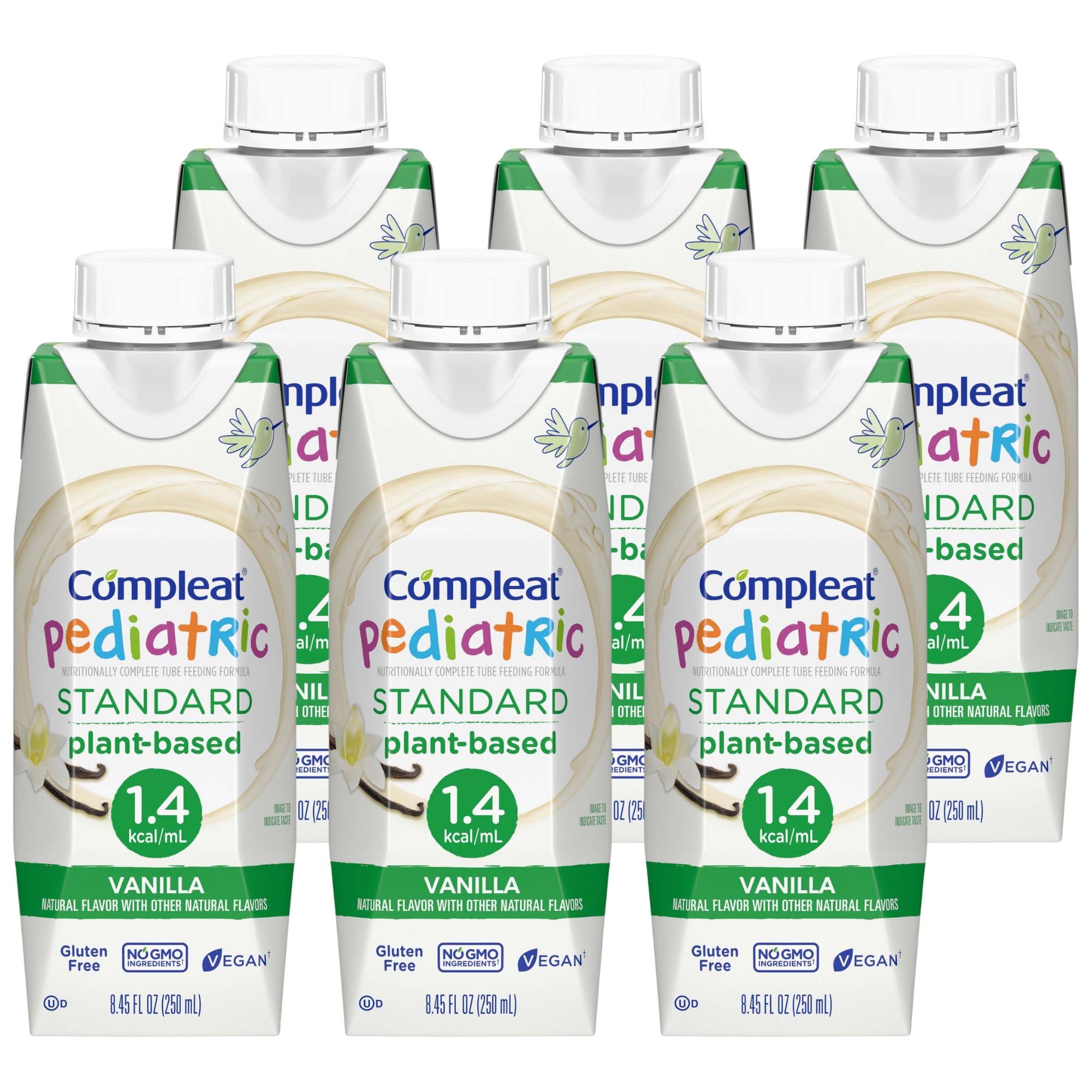 Compleat Pediatric Standard 1.4 Cal Vanilla – Plant-Based Pediatric Tube Feeding Formula, 8.45 oz Carton (24 Ct)
