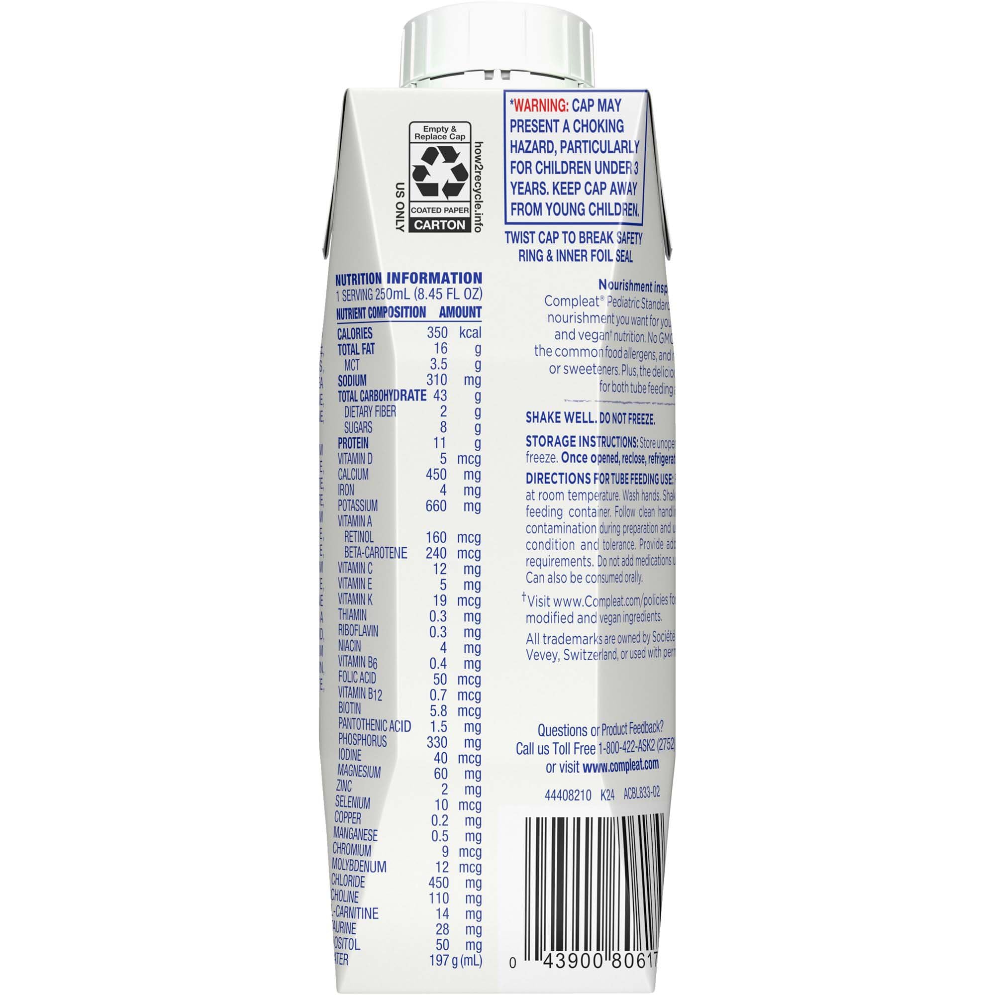 Compleat Pediatric Standard 1.4 Cal Vanilla – Plant-Based Pediatric Tube Feeding Formula, 8.45 oz Carton (24 Ct)