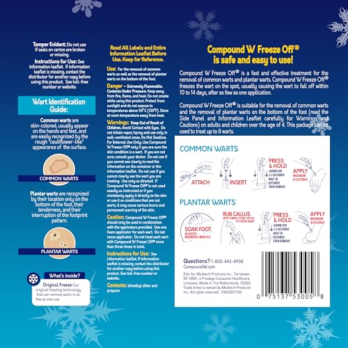 Compound W Freeze Off Wart Remover – Quick At-Home Wart Treatment (8 Applications)